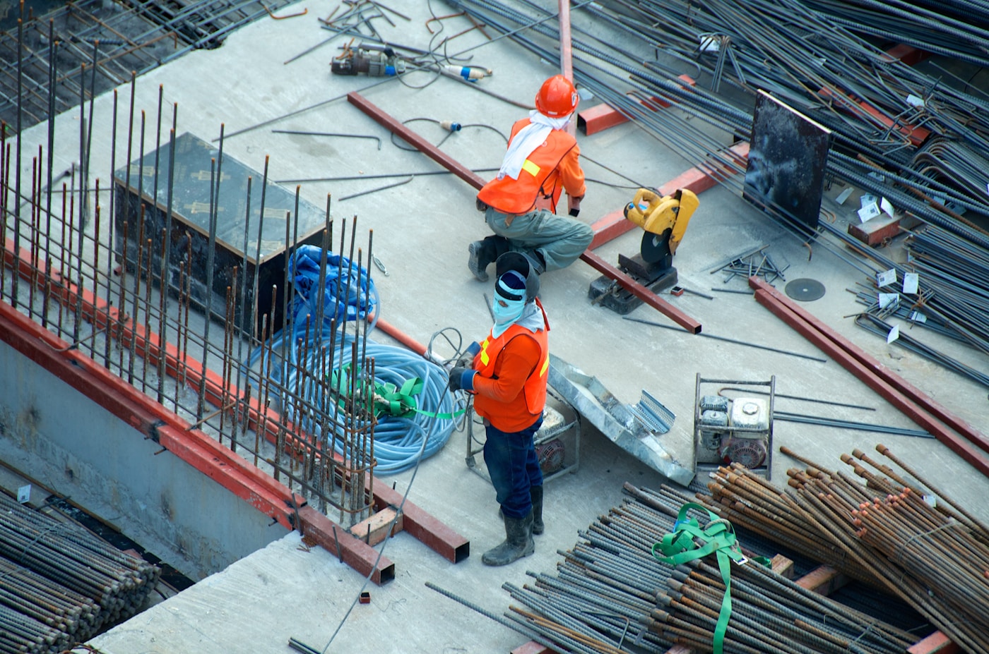 Skilled construction manpower at work