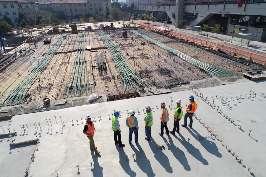 Construction workforce team on site